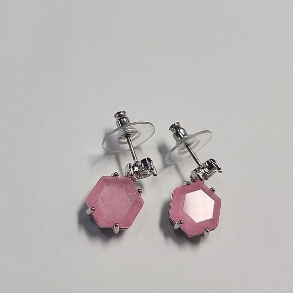 Bomb Party Pink Hexagon Earrings - Picture 3 of 3
